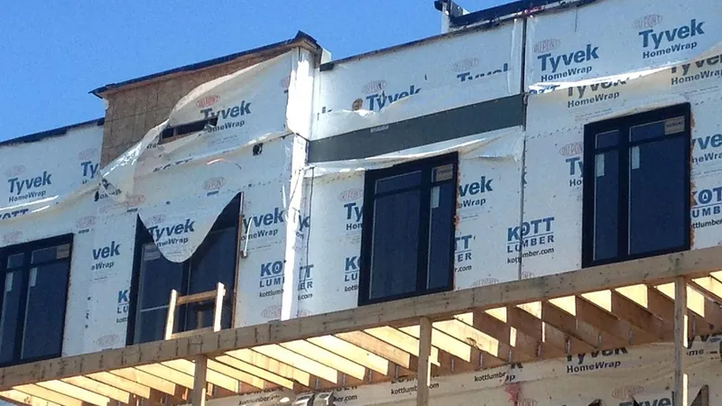 Building envelope wall assembly under construction in Vancouver